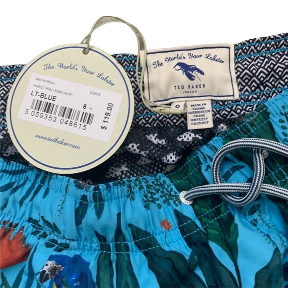 Ted Baker The World is Your Lobster Swim Shorts Men's Tropical Hawaiian Size 6 - Picture 4 of 10